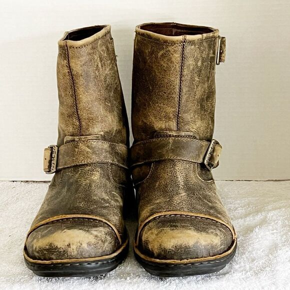 UGG Australia Rockville Brown Distressed Leather Biker Moto Boots Sz Mens 9.5 - Picture 3 of 9